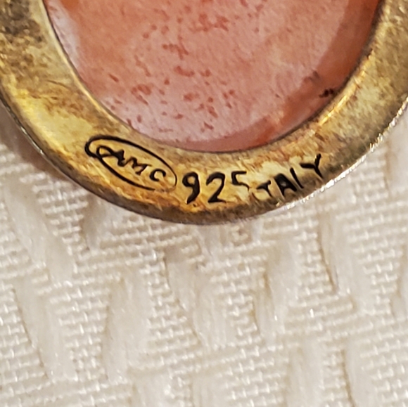 VINTAGE ITALY GENUINE SHELL SIGNED .925 CAMEO Sterling Silver Signed AMC AETISAN - Picture 8 of 12